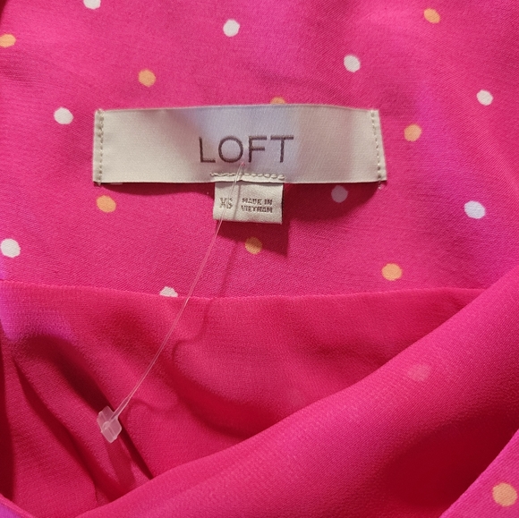 LOFT Ann Taylor Pink Dotted Criss Cross Back Swing Dress Size XS NWOT Slip Mini - Picture 6 of 10